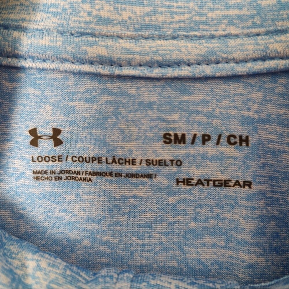 Under Armour half zip athletic top S blue space dye Heatgear - Picture 4 of 7